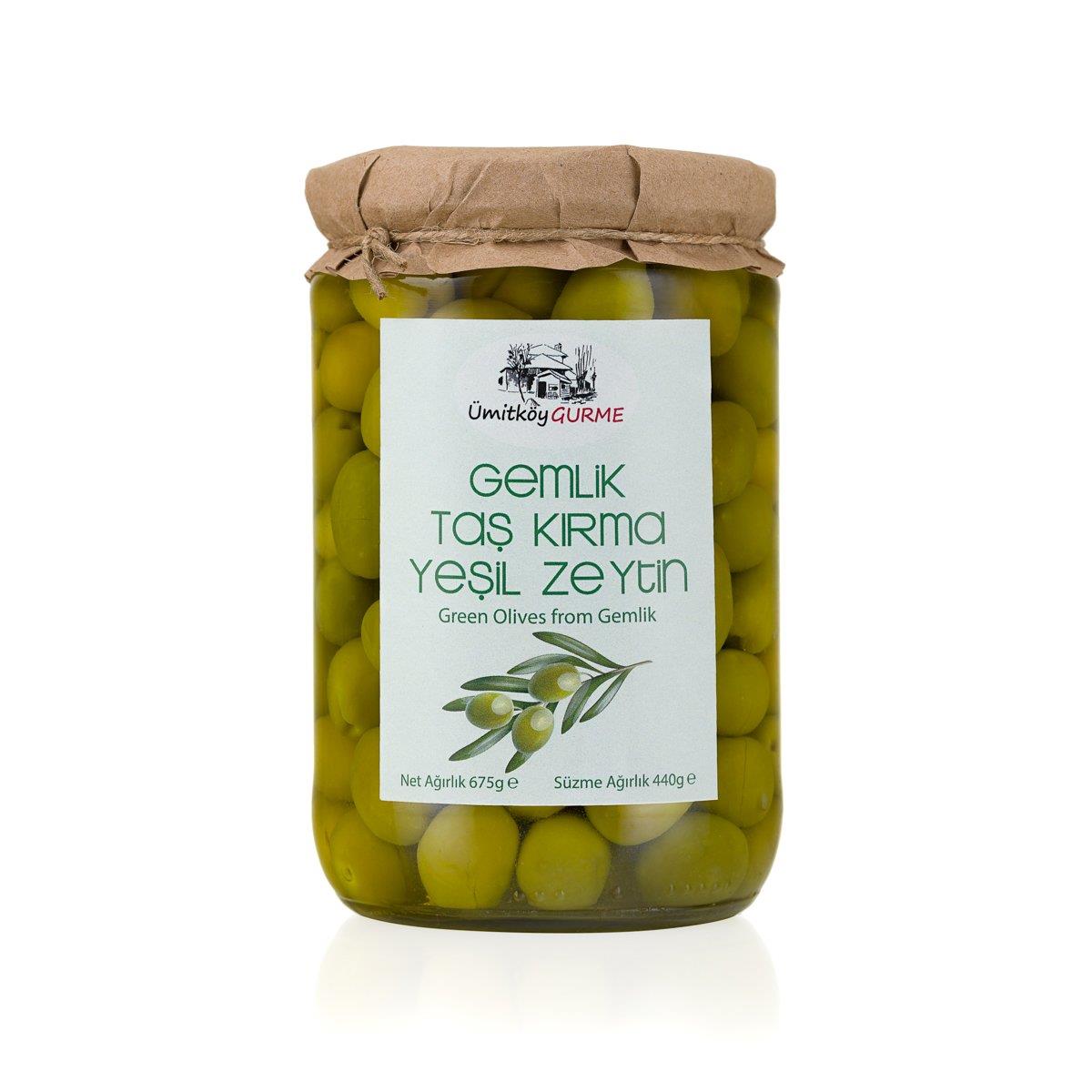 Gemlik Taş Kırma Yeşil Zeytin  (440 g net) -Ümitköy Gurme
