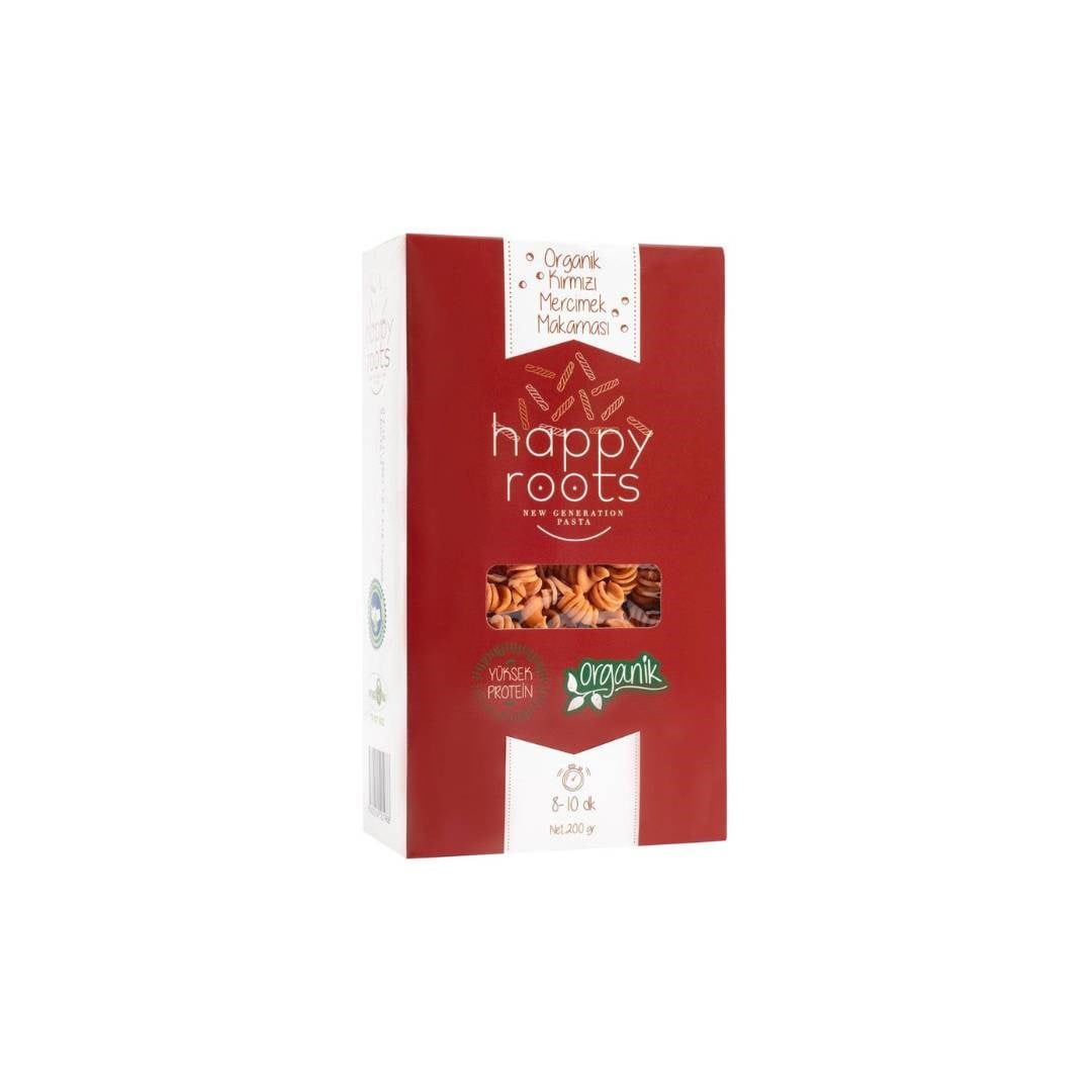 Organik %100 Kırmızı Mercimek Makarnası 200 gr - Happy Roots