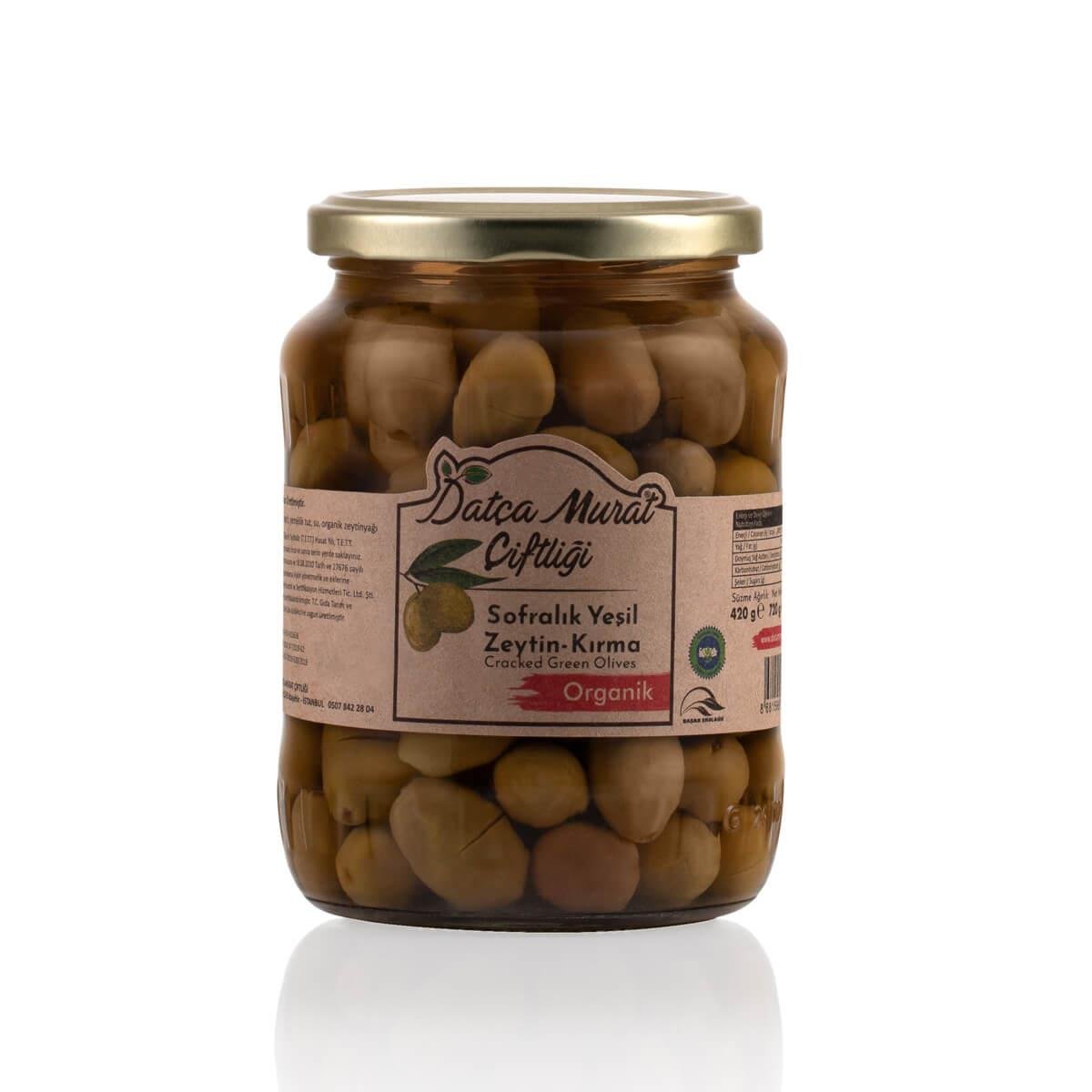 Organik Kırma Yeşil Zeytin 420 gr