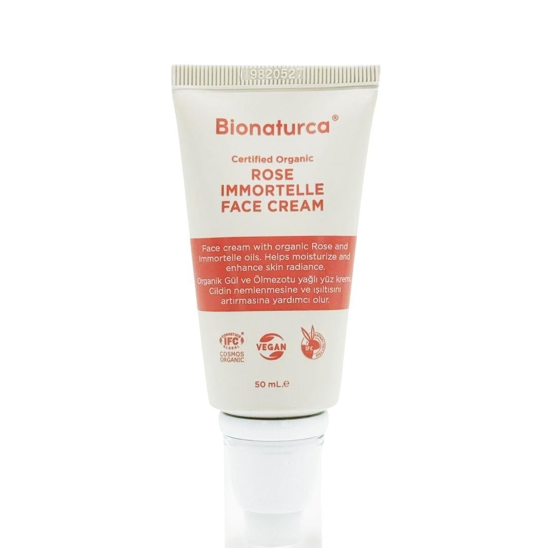 Organik Sertifikalı Gül & Ölmezçiçek Sıklaştırıcı Yüz Kremi 50 ml - Bionaturca