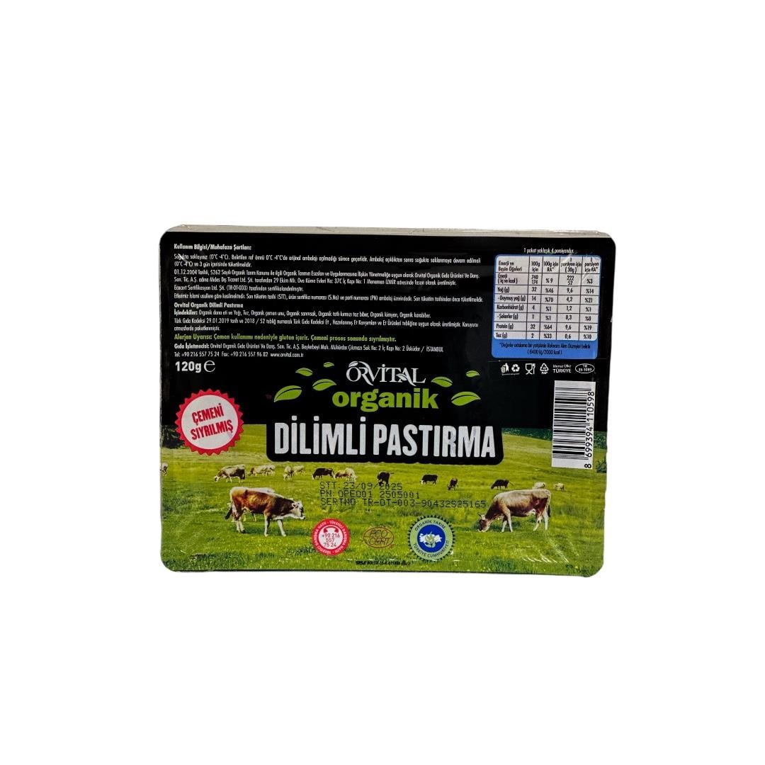 Orvital Organik Dilimli Pastırma 120 gr - Orvital