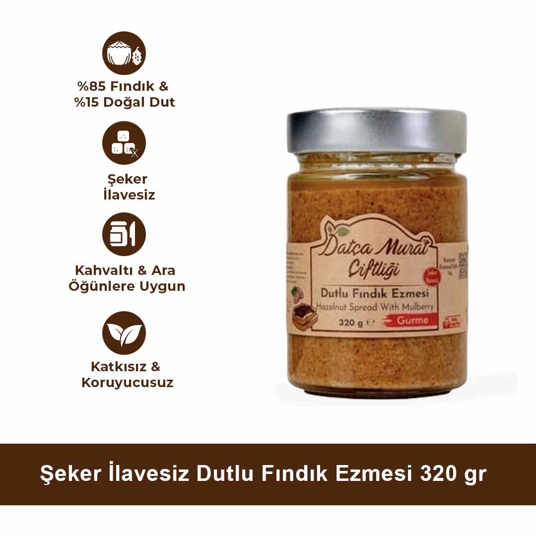 Şeker İlavesiz Dutlu Fındık ezmesi 320 gr