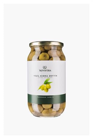 Yeşil Kırma Zeytin 1 lt (cam kavanoz) - Novavera