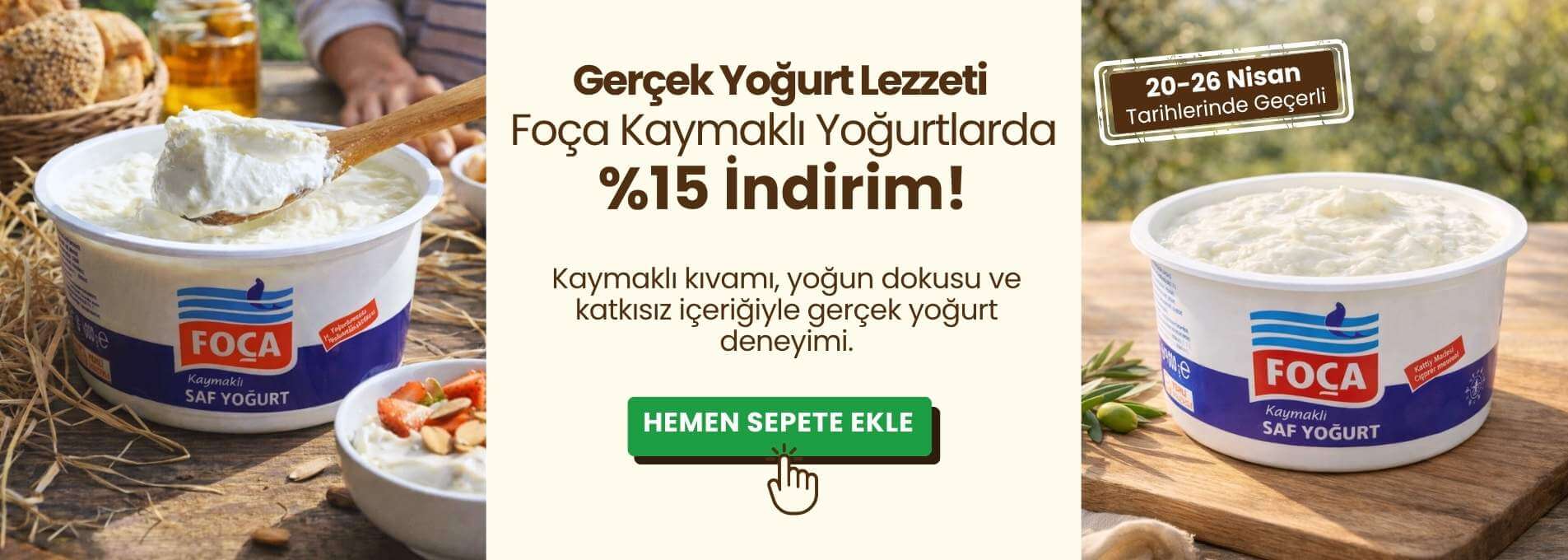 Foça yoğurtta % 15 indirim