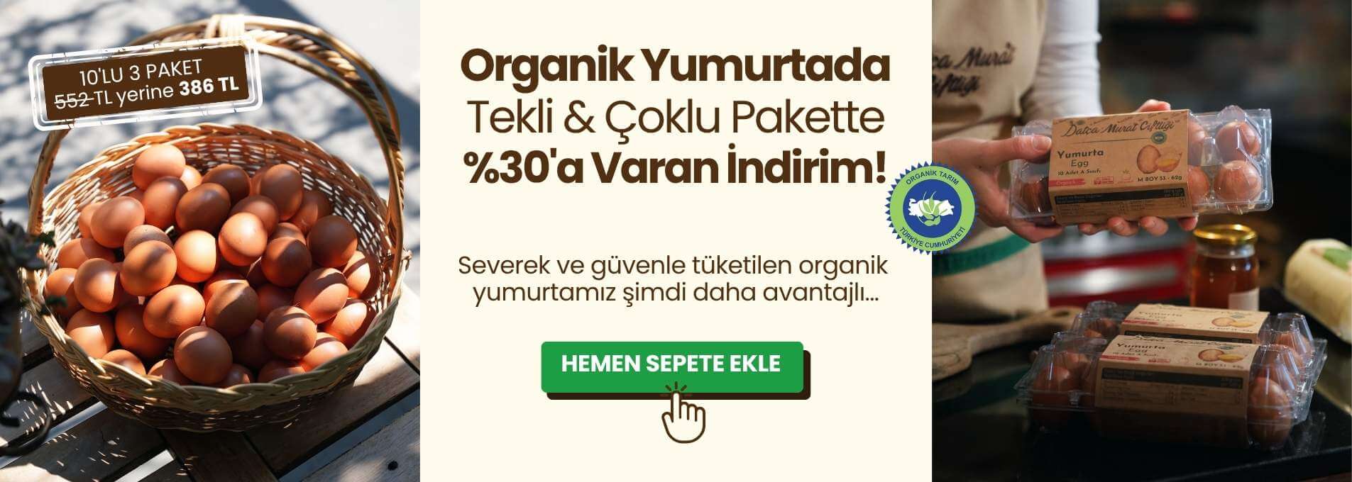 Organik yumurtada % 20 İndirim