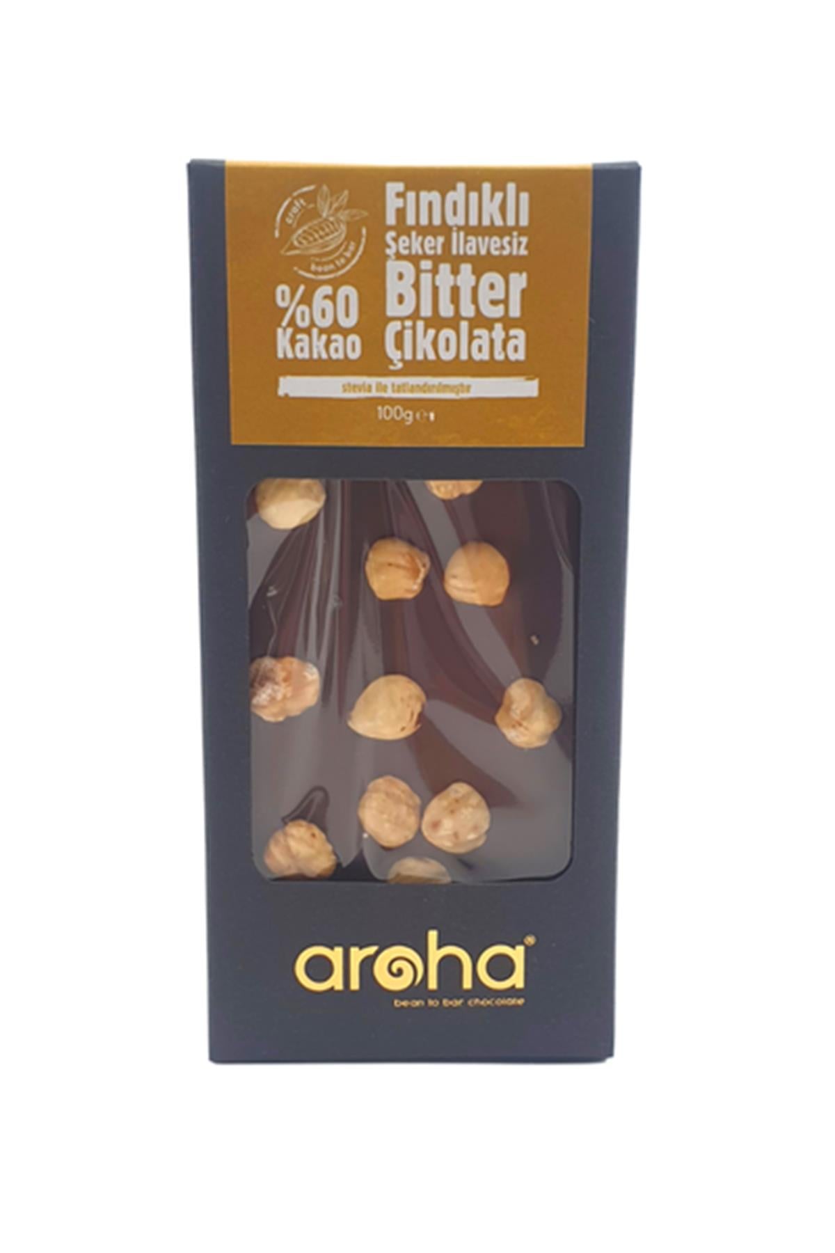Aroha Stevialı %60 Bitter Çikolata Fındıklı 100 Gr