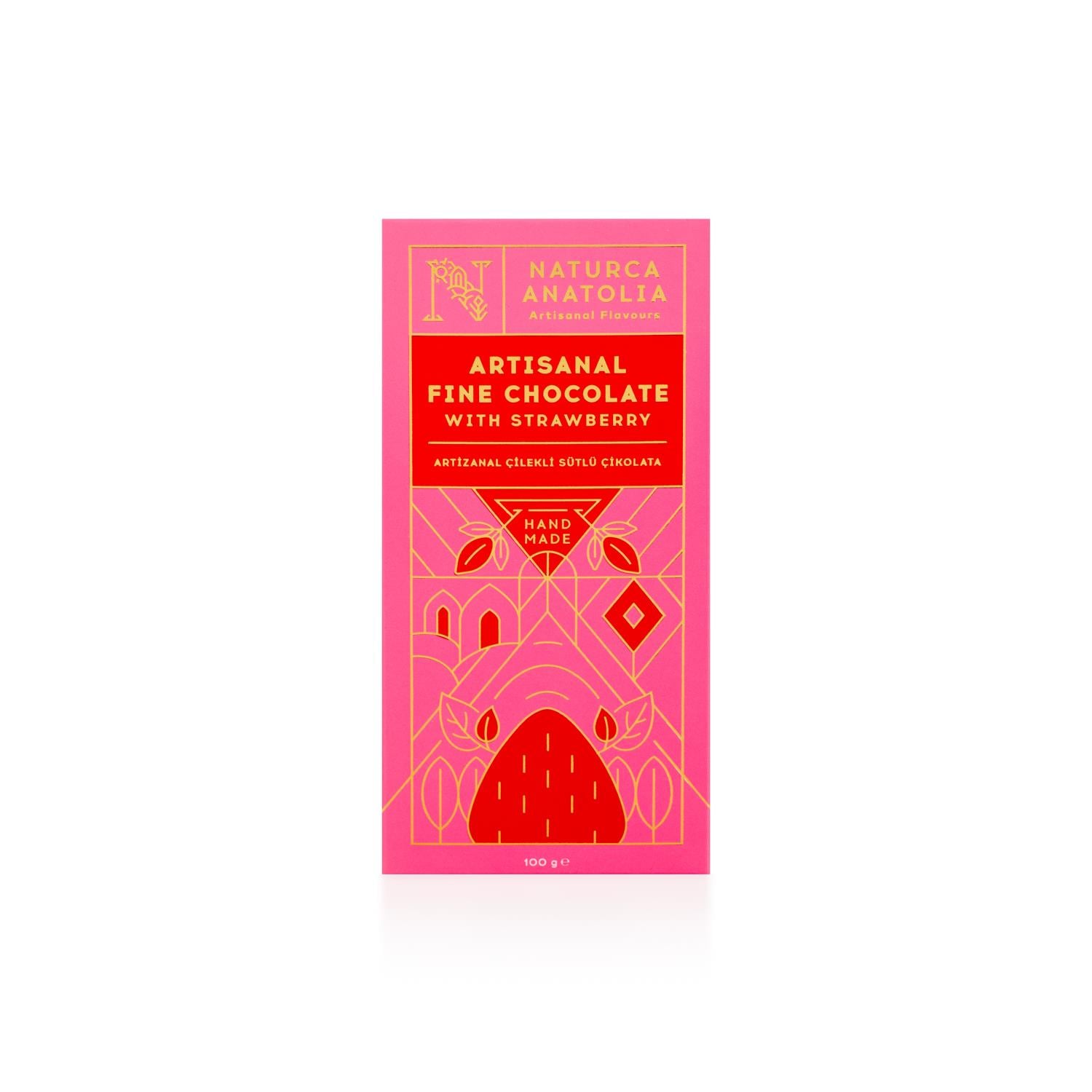 Artizanal Çilekli Sütlü Tablet Çikolata 100gr - Naturca