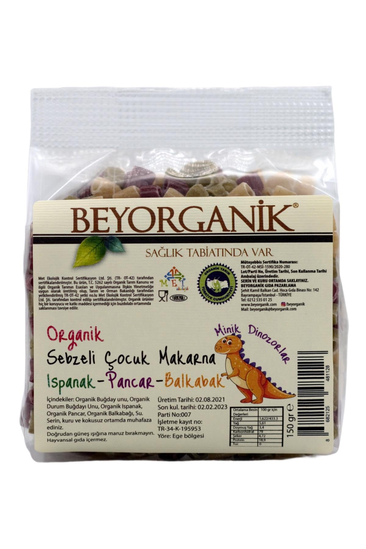 Beyorganik Organik Sebzeli Çocuk Makarna Ispanak, Pancar, Balkabak 150 Gr