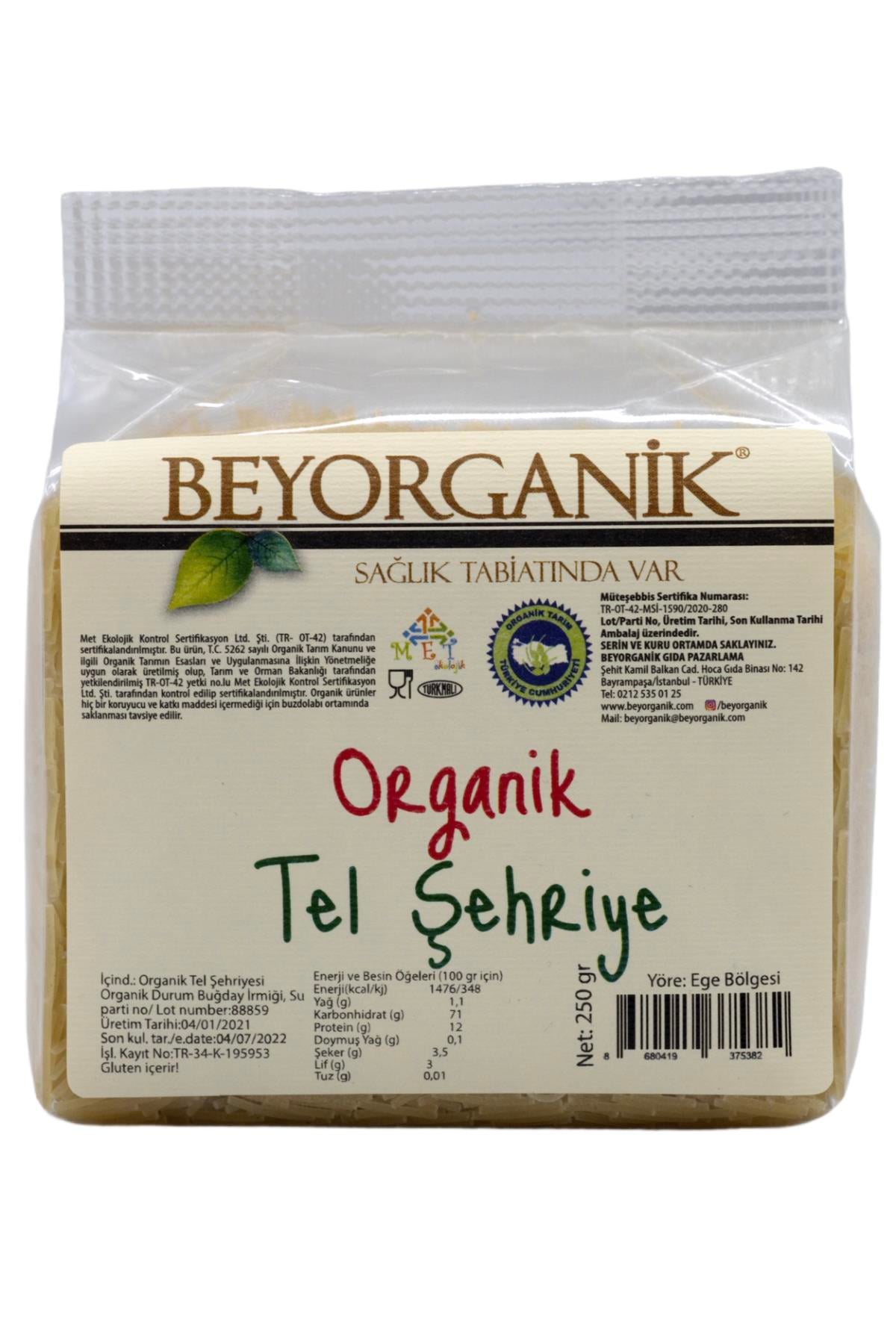 Beyorganik Organik Tel Şehriye 250 Gr