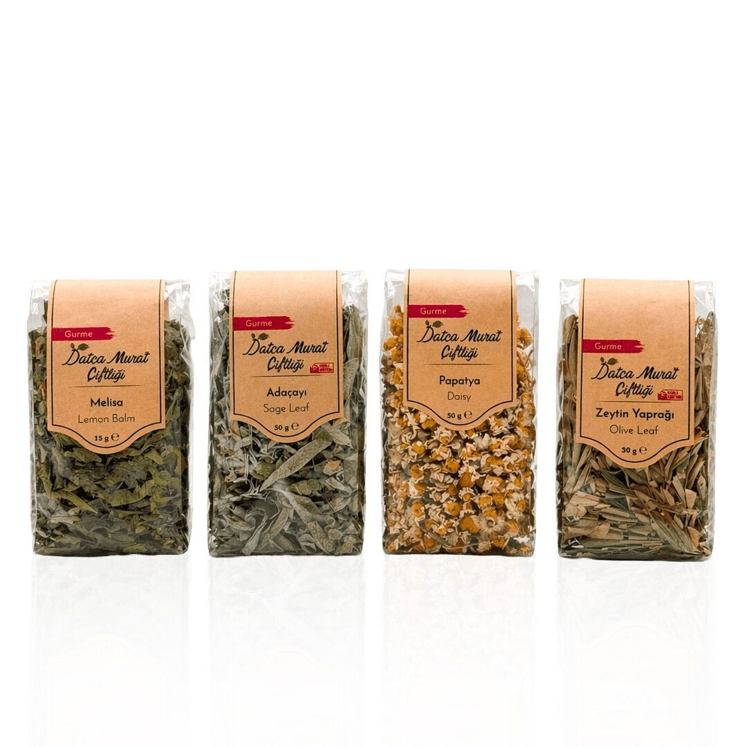 Doğal Bitki Çayı Seti – Melisa, Adaçayı, Papatya, Zeytin Yaprağı | 4'lü Set
