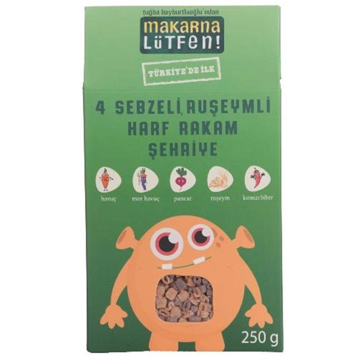 Makarna Lütfen 4 Sebzeli ve Rüşeyimli Harf Rakam Şehriye 250 Gr