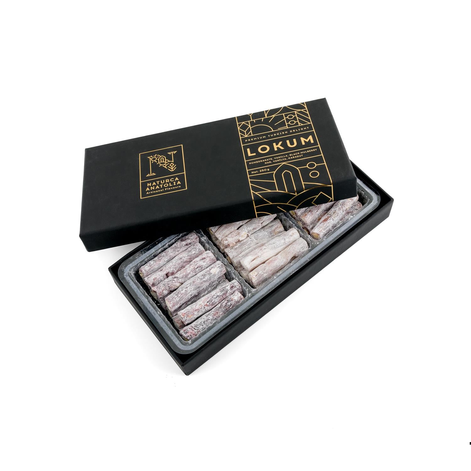 Nar,Vanilya,Karadut Vip Beyaz Lokum 250 gr - Naturca