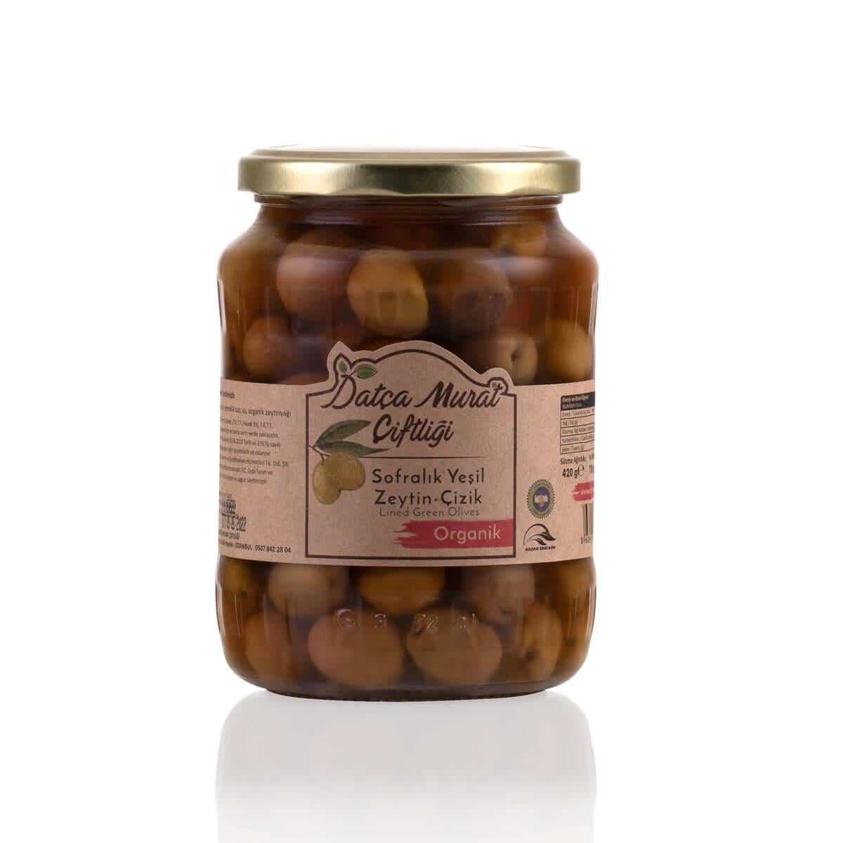 Organik Çizik Yeşil Zeytin 420 gr