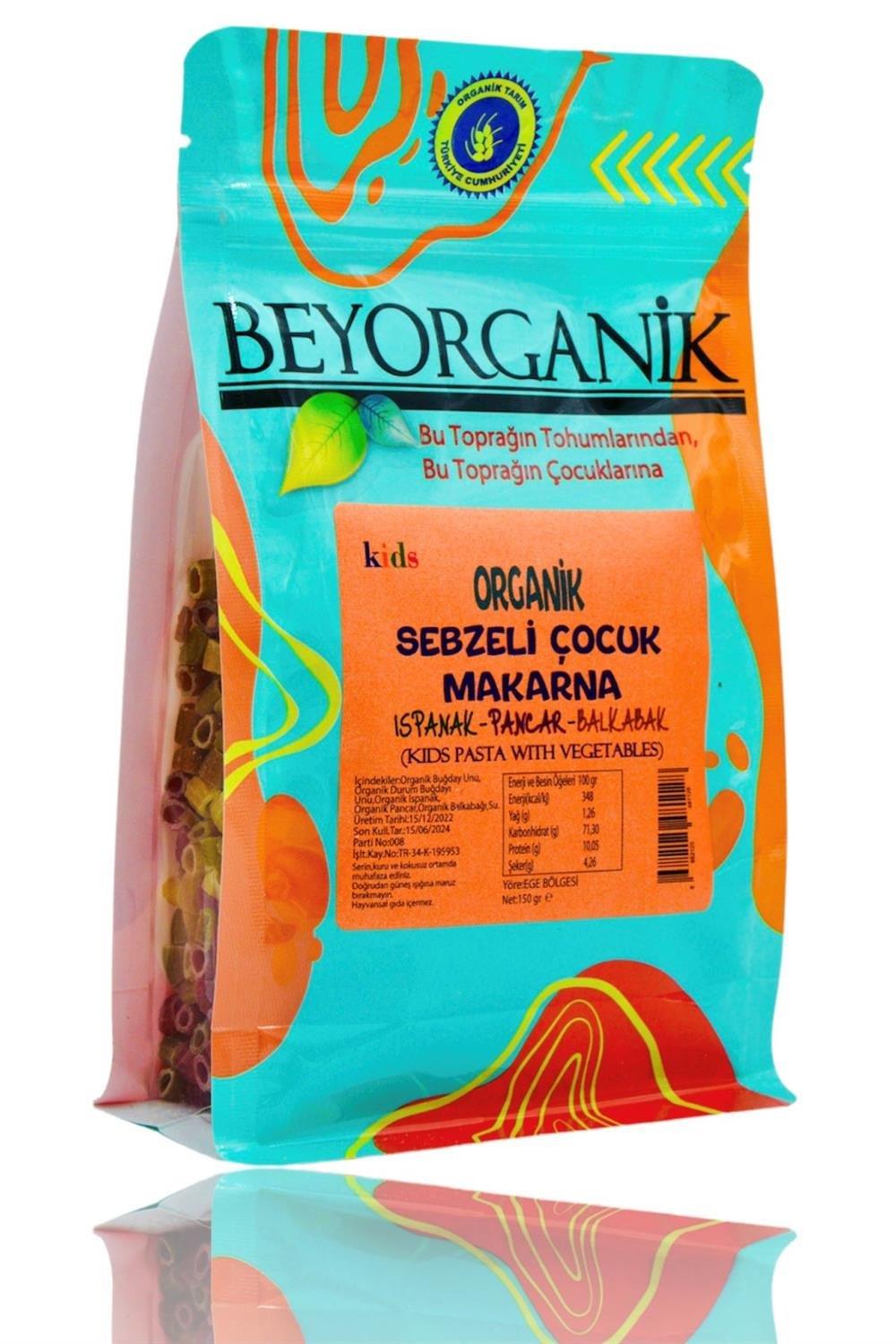 Organik Sebzeli Çocuk Makarna Ispanak Pancar ve Balkabak 150 gr - Beyorganik
