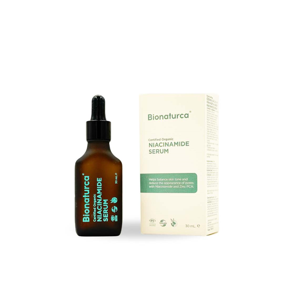 Organik Sertifikalı Gözenek,Sivilce Ve Siyah Nokta Karşıtı Niacinamide Serum 30 ml - Bionaturca