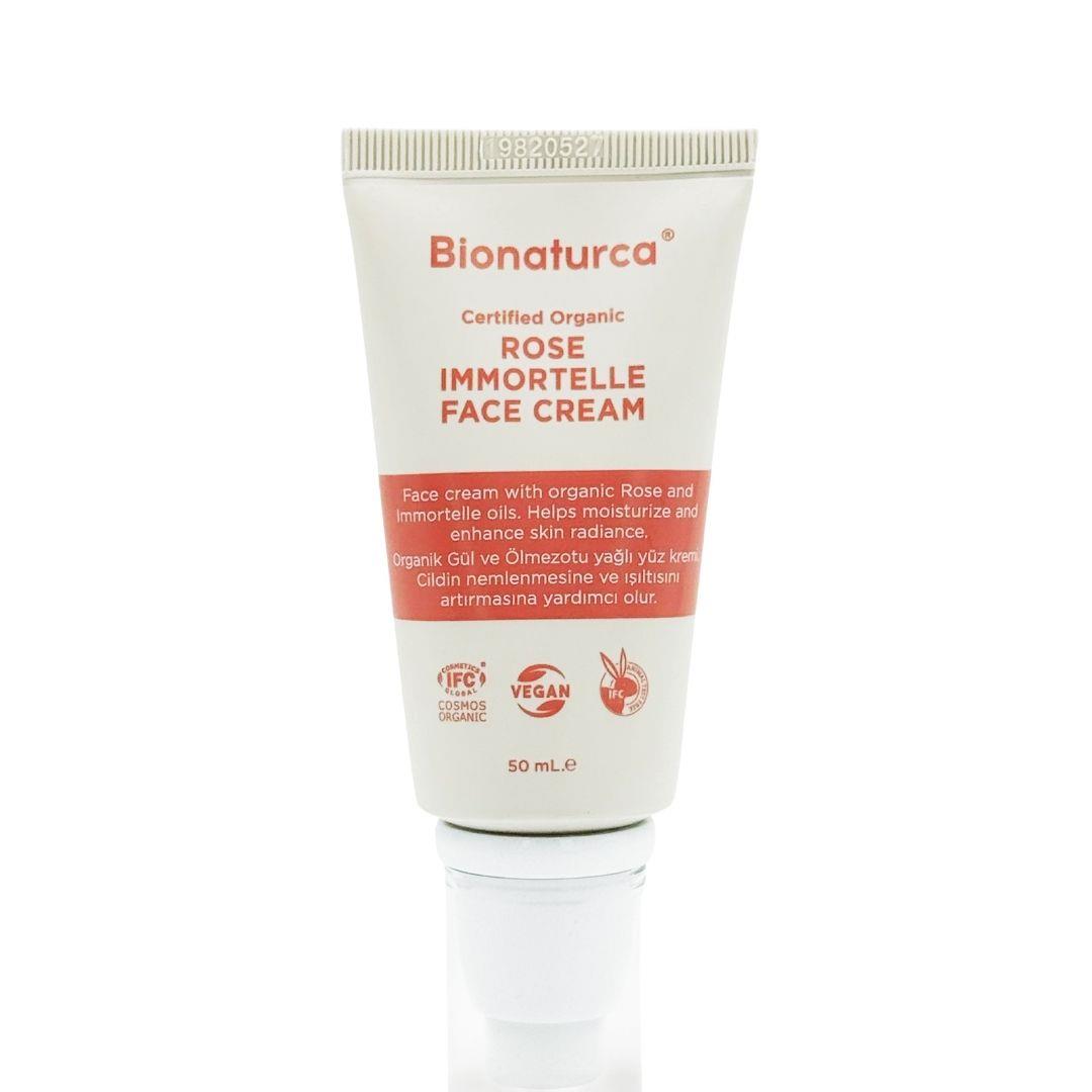 Organik Sertifikalı Gül & Ölmezçiçek Sıklaştırıcı Yüz Kremi 50 ml - Bionaturca