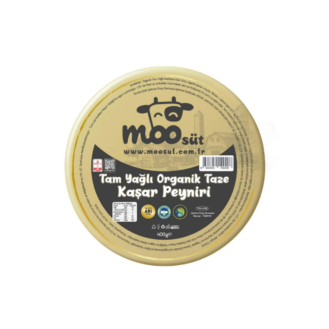 Organik Tam Yağlı Taze Kaşar Peynir 400 gr - Moo Süt
