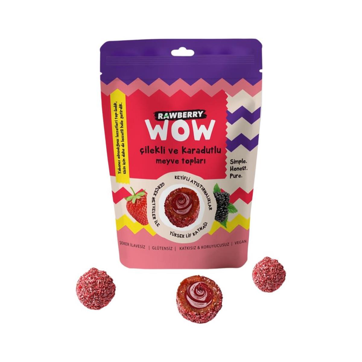 Rawberry Wow Çilekli Ve Karadutlu  Meyve Topları 90 g