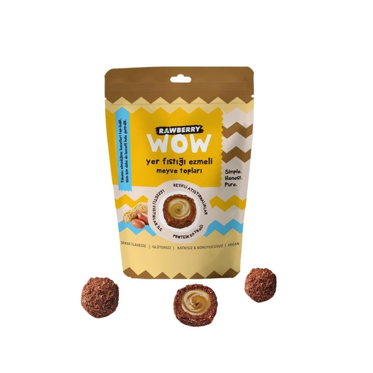 Rawberry Wow Yerfıstığı  Ezmeli Meyve Topları 90 g