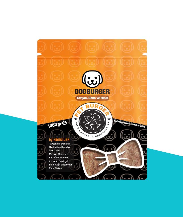 Tavşan Dana & Hindi Eti Köpek Maması 1000 gr - Pet Burger