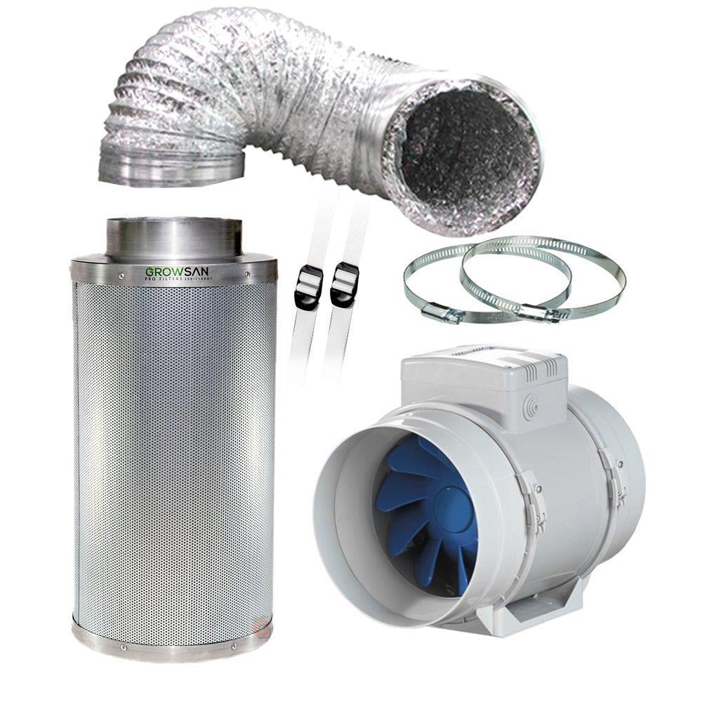 330m3 Growsan Karbon Filtre Turbine Pro Fan Set