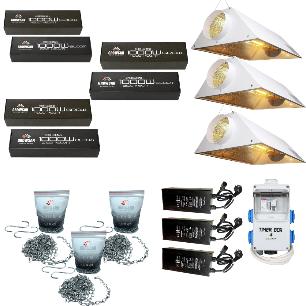 3'lü Growsan 1000w Grow-Bloom Set