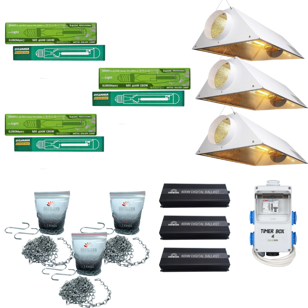 3'lü Pure Light-Sylvania 400w Grow-Bloom Set