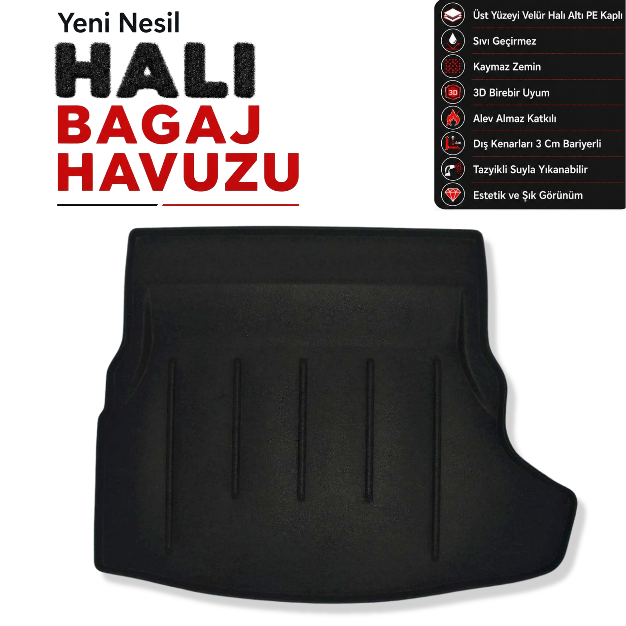 Mercedes C Serisi Sedan Halı Bagaj Havuzu (W - 205 - 2014 - 2021 Arası)