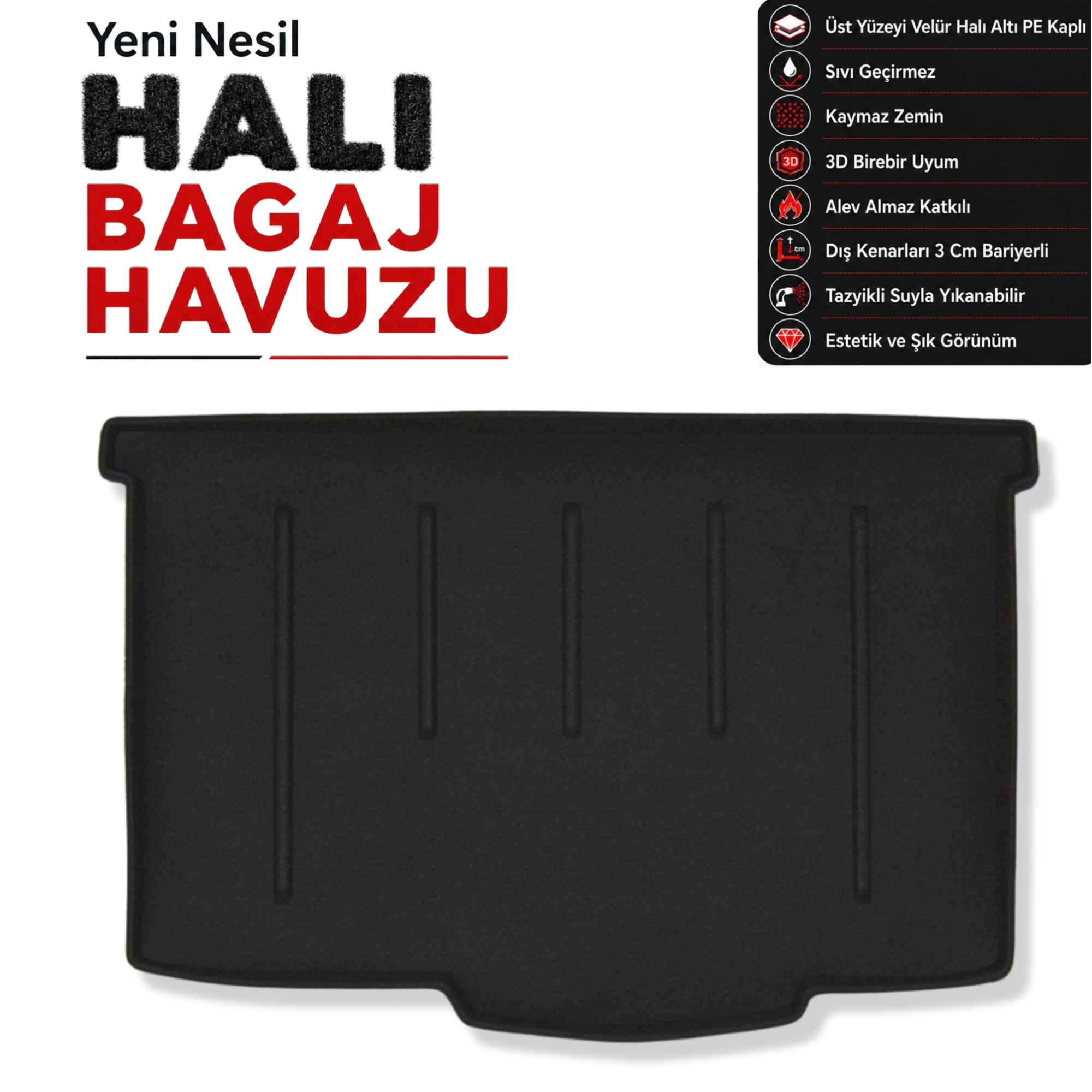 Opel Corsa 5 Kapı (Alt Raf) Halı Bagaj Havuzu (2015 - 2020 Arası)