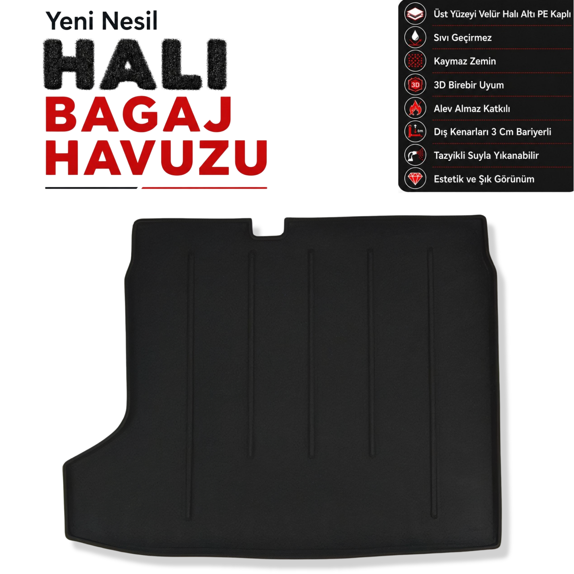 Peugeot 508 Sedan Ses Sistemli Halı Bagaj Havuzu (2011 - 2019 Arası)