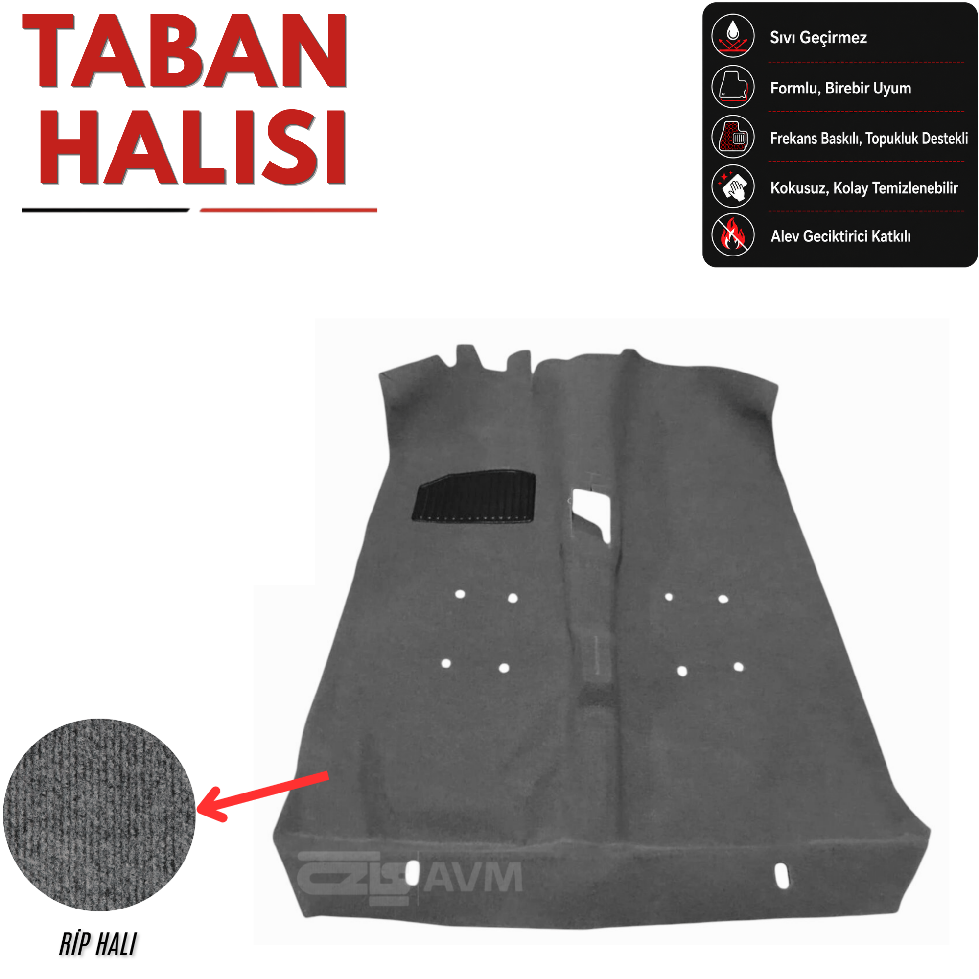 Renault 9 - Broadway Taban Halısı Gri R9 - R11 (1981 - 2000 Arası)