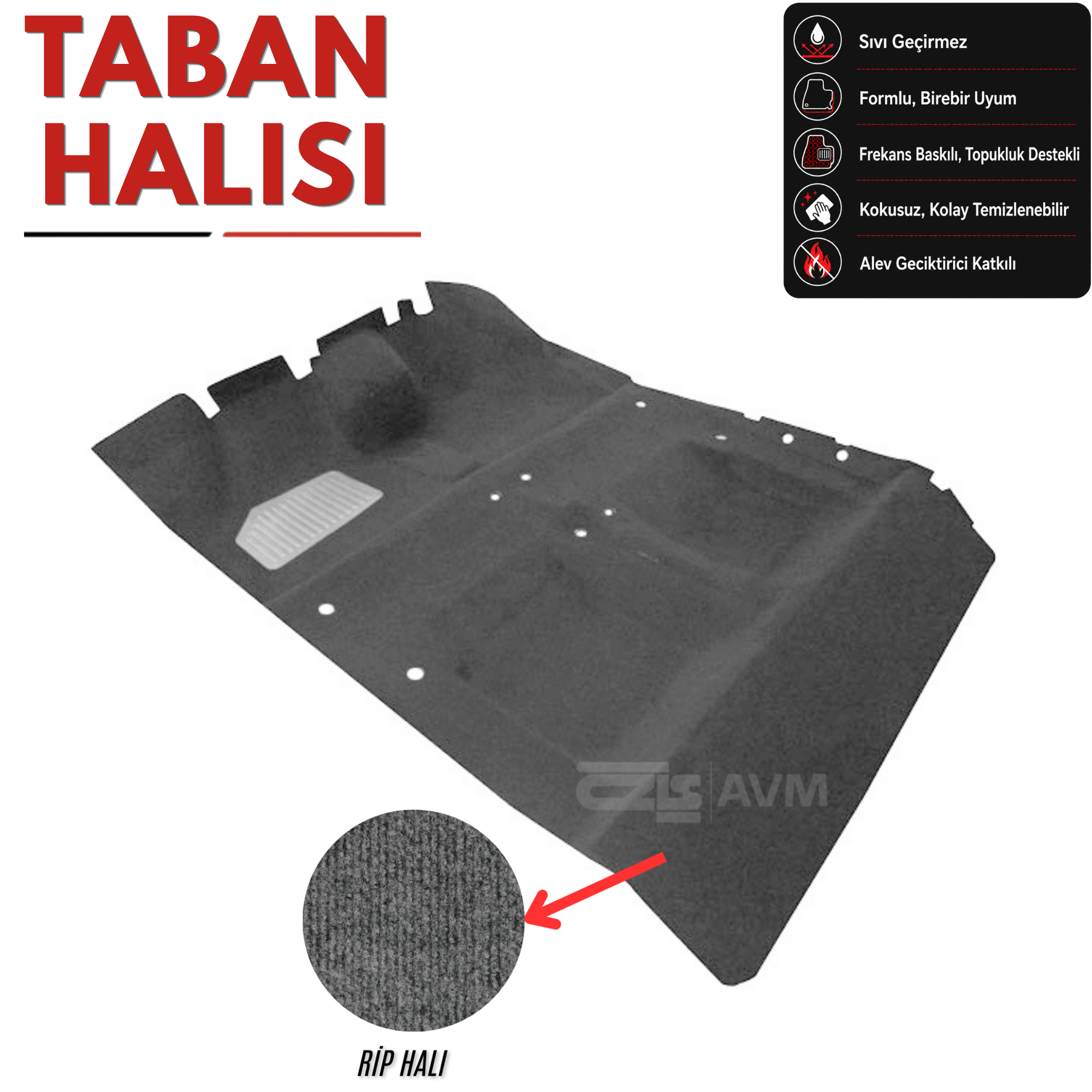 Renault 12 Toros Taban Halısı Gri (1989 - 2000 Arası)
