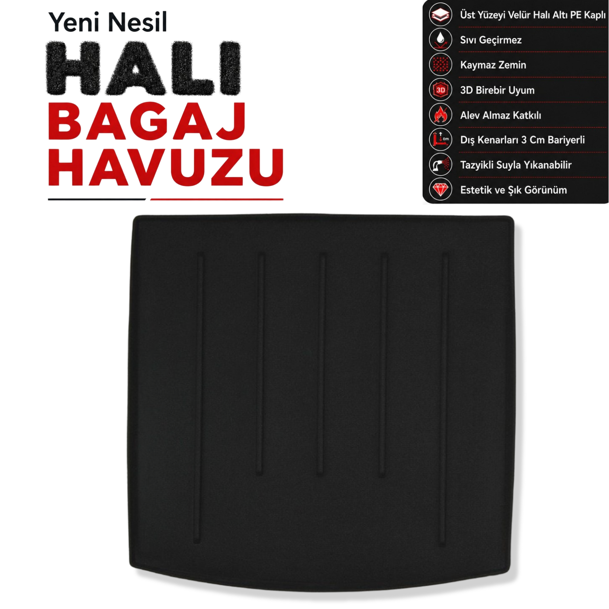 Skoda Kodiaq 7 Kişilik Halı Bagaj Havuzu (2016 Sonrası)
