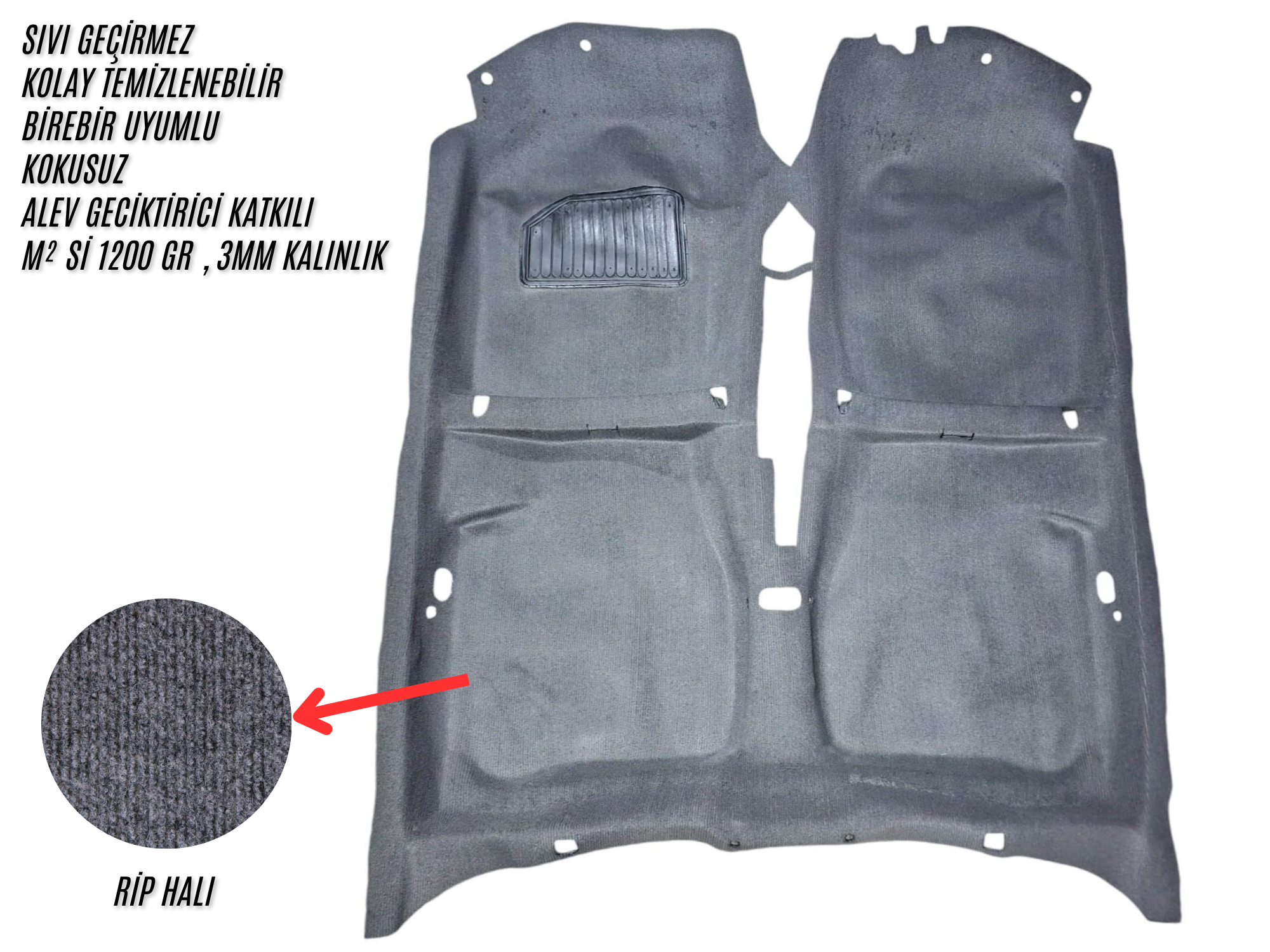 TOYOTA COROLLA 101 KASA-TERRA 93-01 TABAN HALISI GRİ