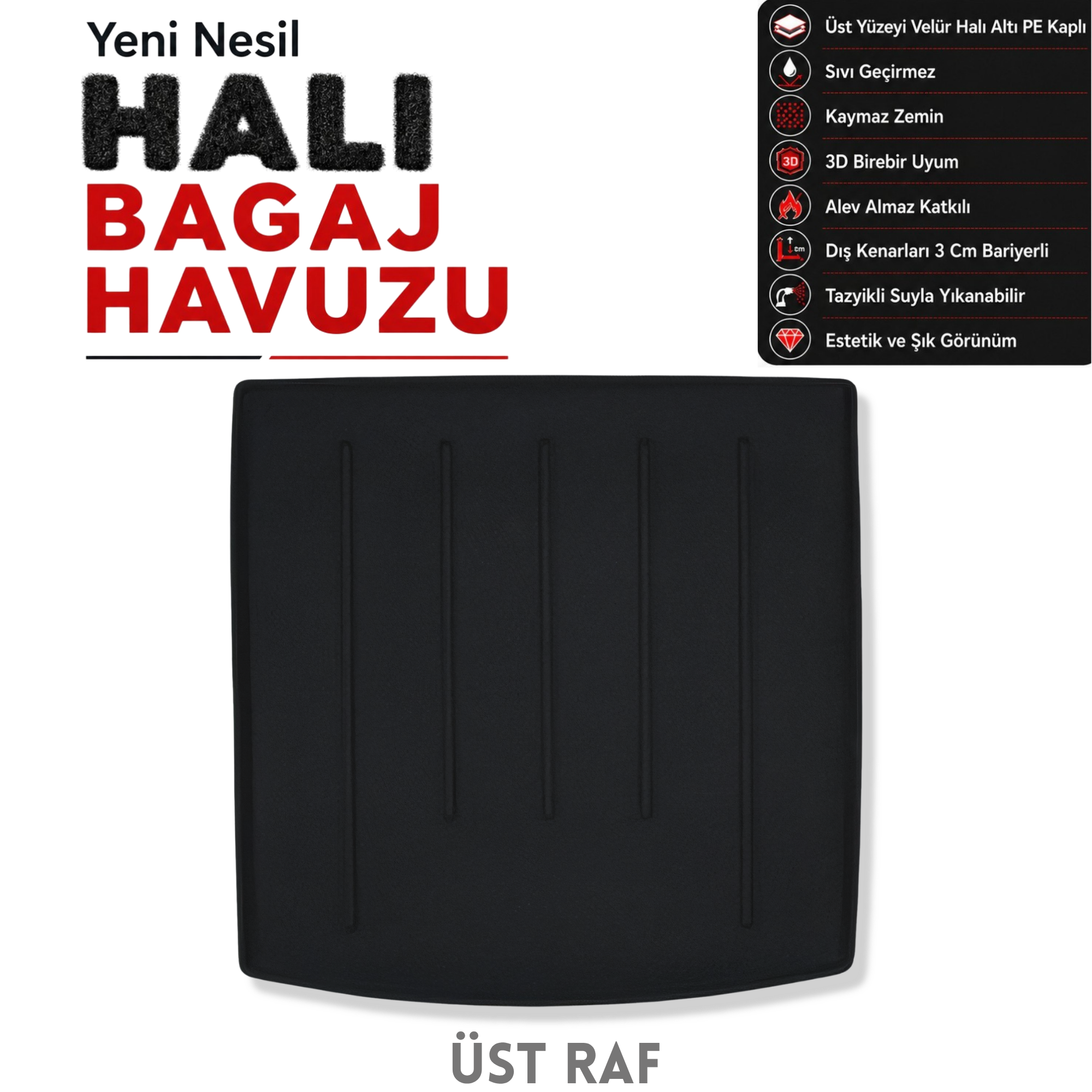Volkswagen Tiguan Allspace (Üst Raf) Halı Bagaj Havuzu (2017 - 2025 Arası)