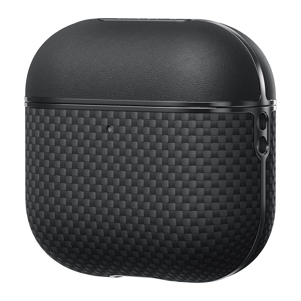 Apple Airpods Pro 2 Kılıf 1500D Aramid Fiber Pitaka Ultra-Slim Classic Serisi Black-Grey Twill Kapak