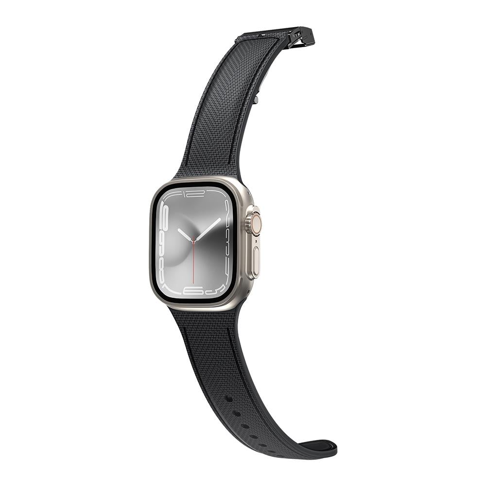 Apple Watch 7 41mm Amazingthing Titan Swift Deri Dokulu Silikon Kordon