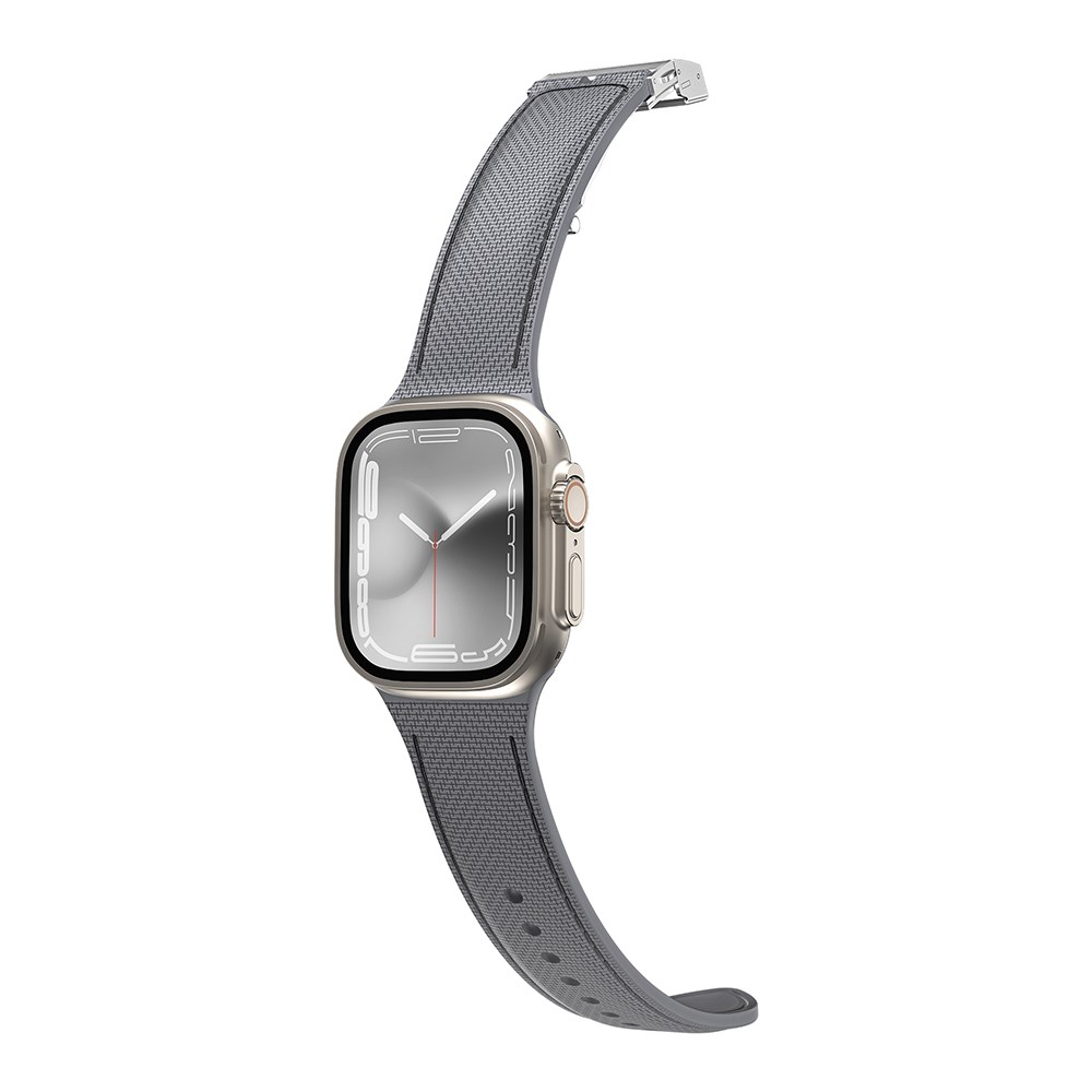 Apple Watch 7 45mm Amazingthing Titan Swift Deri Dokulu Silikon Kordon