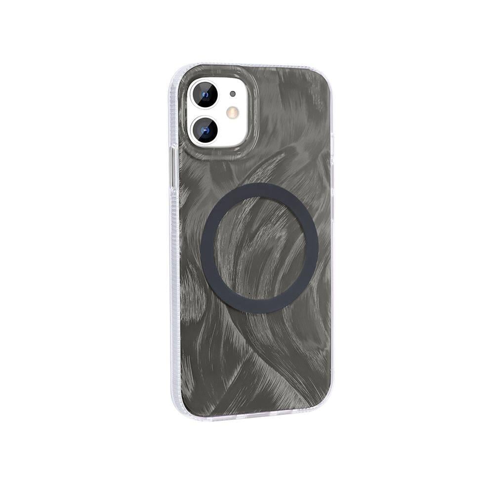 Apple iPhone 11 Kılıf M-safe Şarj Özellikli Fırça Boya Desenli Zore Palet Kapak