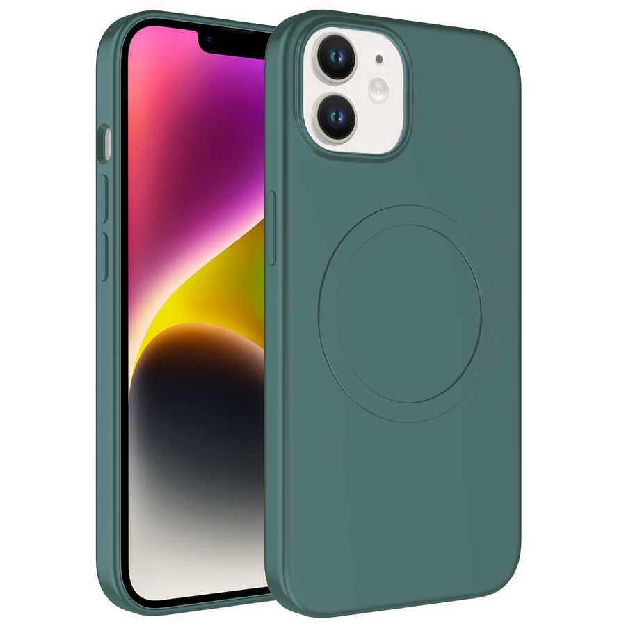 Apple iPhone 12 Kılıf M-safe Wireless Şarj Özellikli Pastel Renk Silikon Zore Plas Kapak