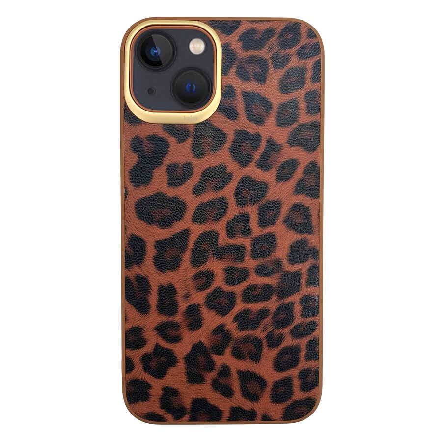 Apple iPhone 13 Kılıf Kajsa Glamorous Serisi Leopard Combo Kapak