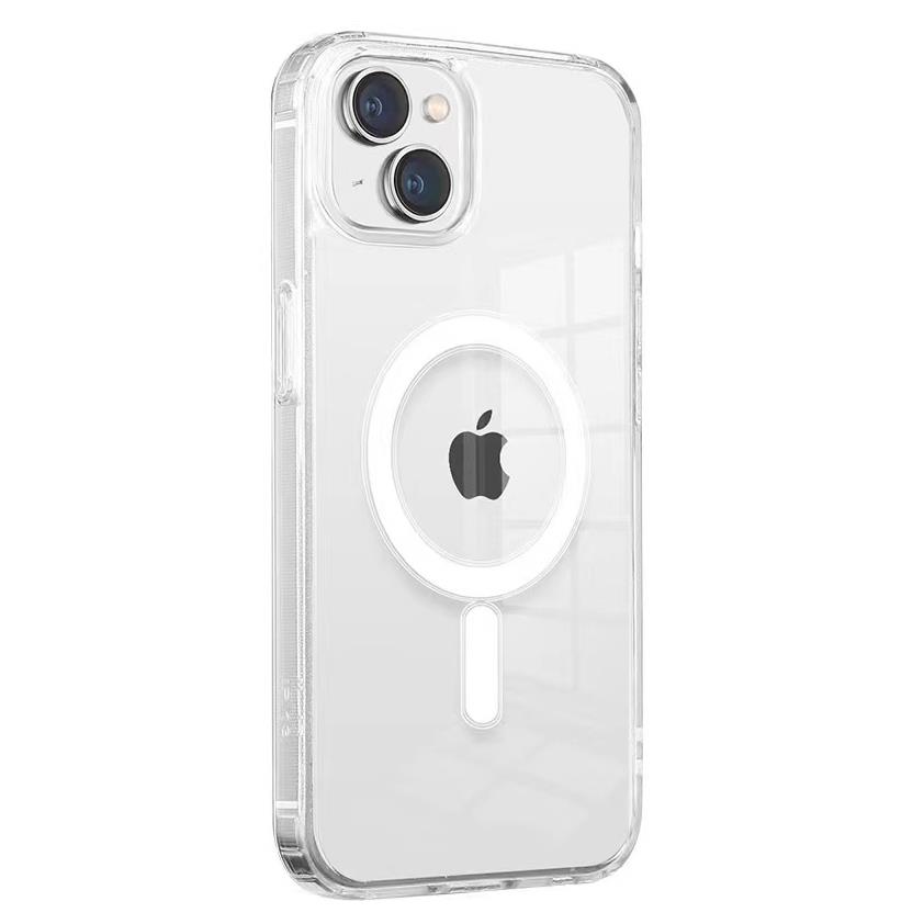 Apple iPhone 13 Mini Kılıf M-safe Şarj Özellikli Şeffaf Sert PC Zore Embos Kapak