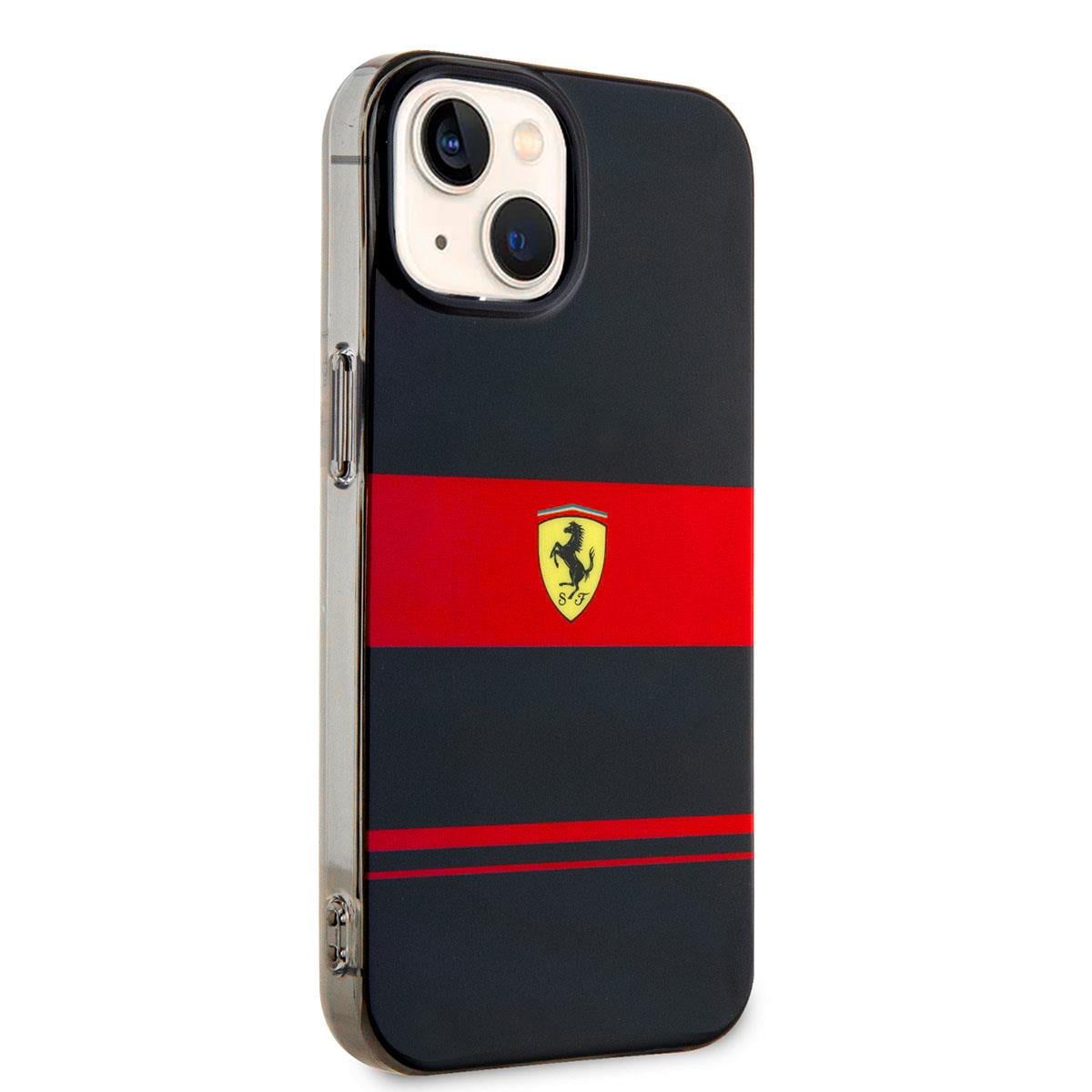 Apple iPhone 14 Kılıf Ferrari Orjinal Lisanslı M-safe Şarj Özellikli Yatay Çizgili Dizayn Kapak