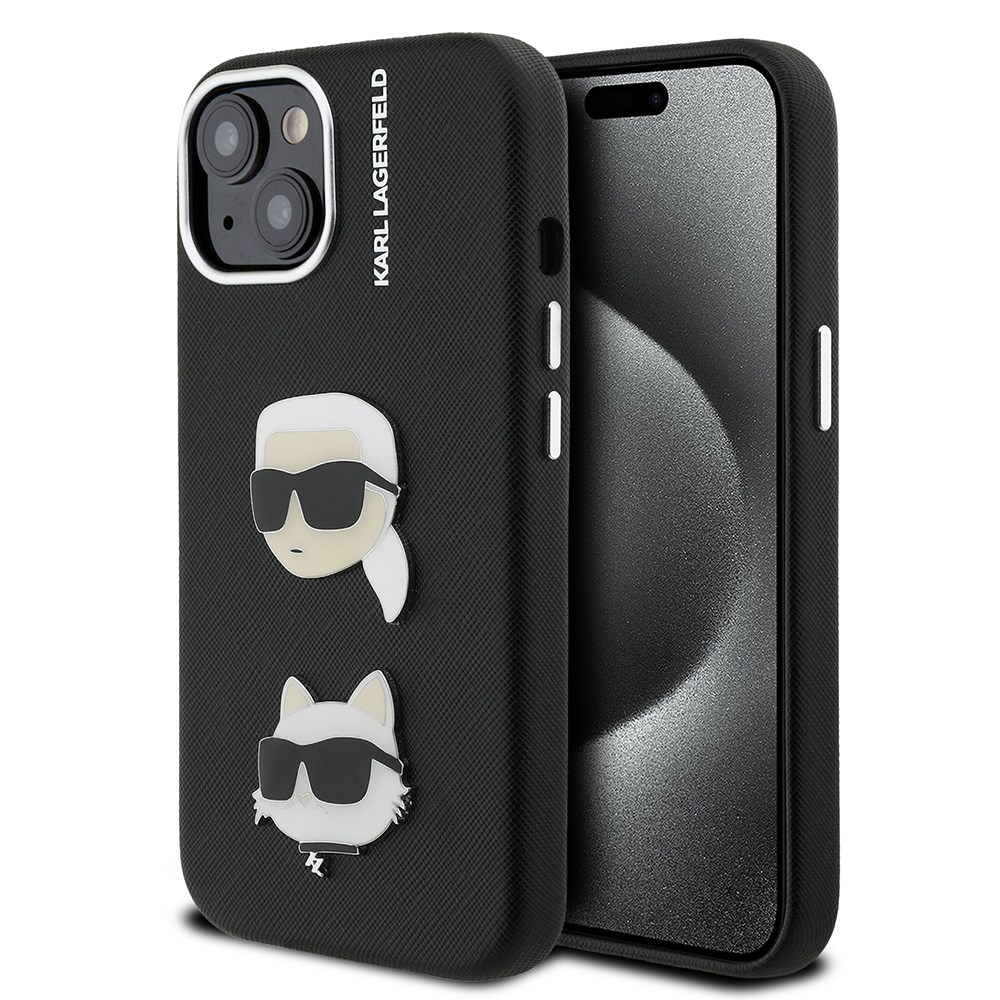 Apple iPhone 14 Kılıf Karl Lagerfeld Orjinal Lisanslı K&C Heads Pin Kapak