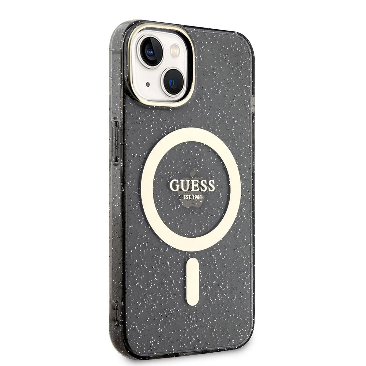 Apple iPhone 14 Plus Kılıf GUESS M-safe Şarj Özellikli Glitter Kapak