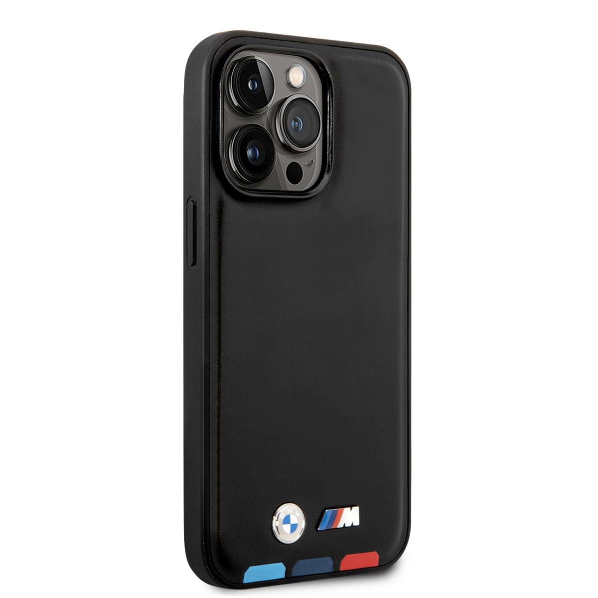 Apple iPhone 14 Pro Kılıf BMW M-safe Şarj Özellikli PU Deri 3 Renkli Logolu Dizayn Kapak