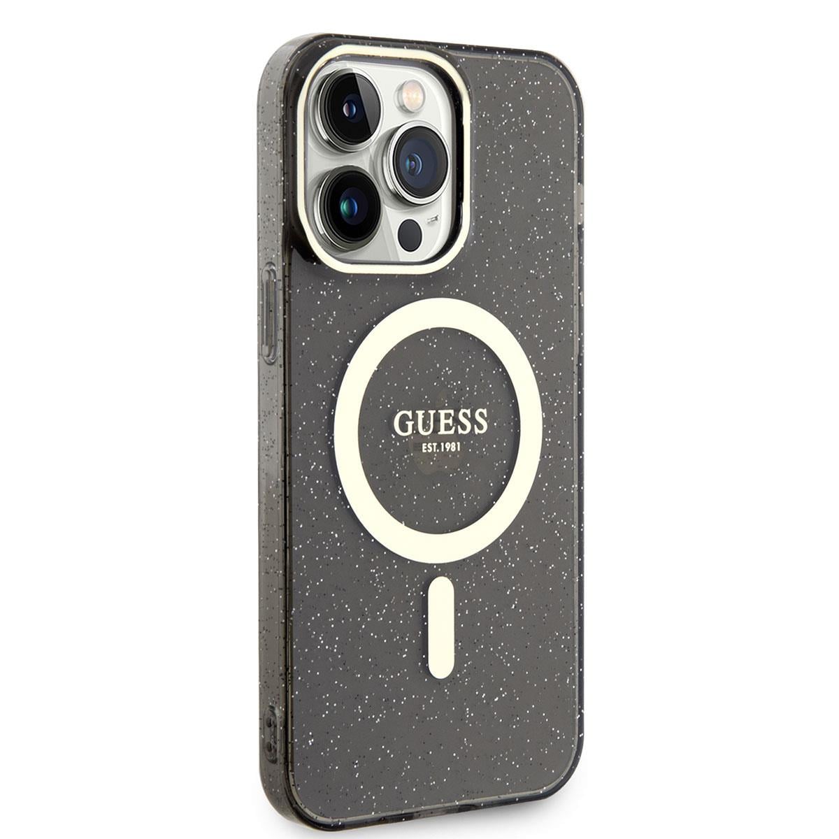 Apple iPhone 14 Pro Kılıf GUESS M-safe Şarj Özellikli Glitter Kapak