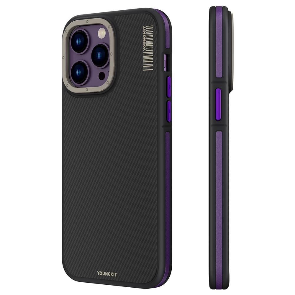 Apple iPhone 14 Pro Kılıf M-safe Şarj Özellikli YoungKit 600D Kevlar Kapak