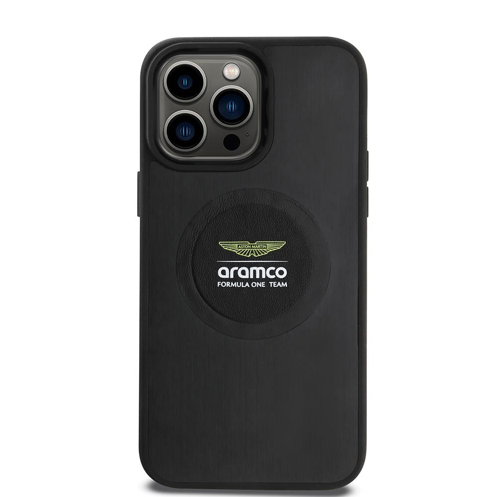 Apple iPhone 14 Pro Max Kılıf Aston Martin Orjinal Lisanslı M-safe Şarj Özellikli Aluminyum Arka Yüzeyli Formula One Team Baskılı Kapak