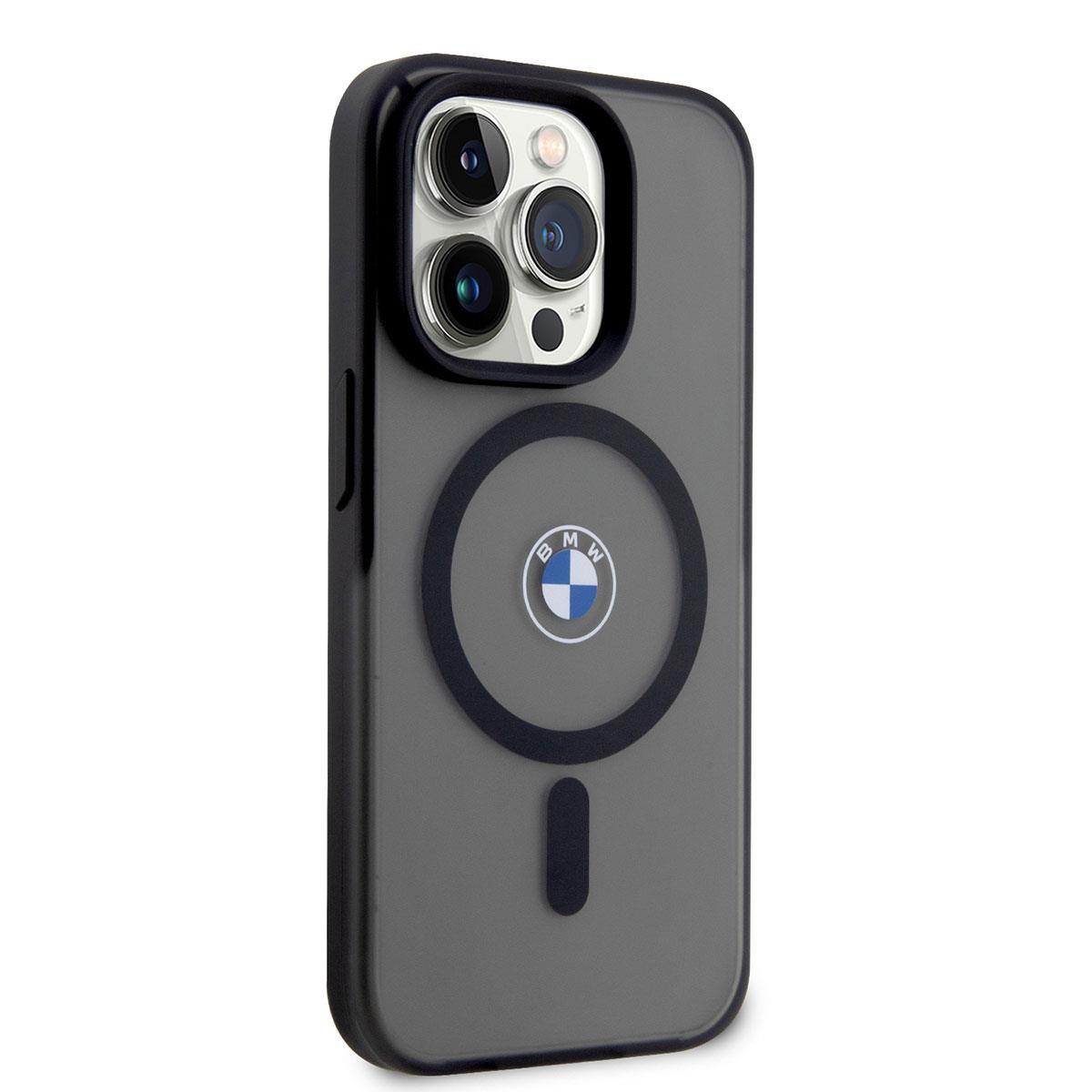 Apple iPhone 14 Pro Max Kılıf BMW M-safe Şarj Özellikli Transparan Logolu İmza Dizayn Kapak